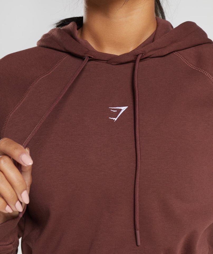 Women's Gymshark Training Cropped Hoodie Dark Brown | CA 0N137A